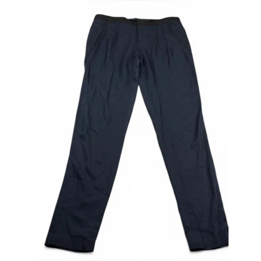 Vince Womens Sleek Pleated Dress Pants Navy Blue Slim Fit Modern Workwear Size 4